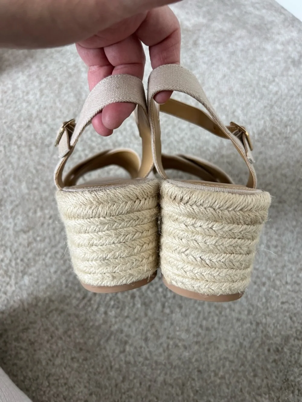 J.Crew‎ Canvas Espadrille Platform Sandals Beige BN857 Womens 9.5